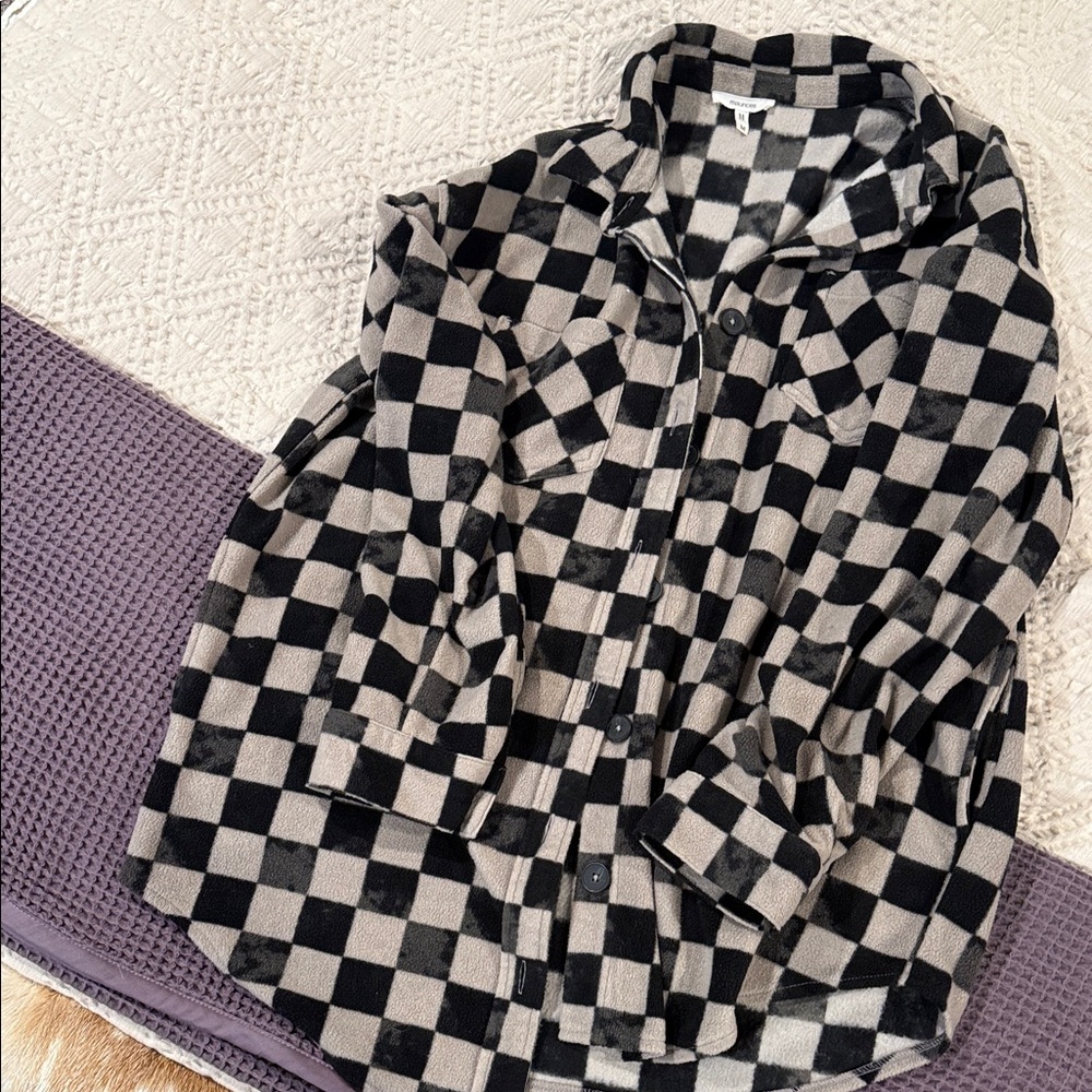 Maurices Black and Gray Checkered Top